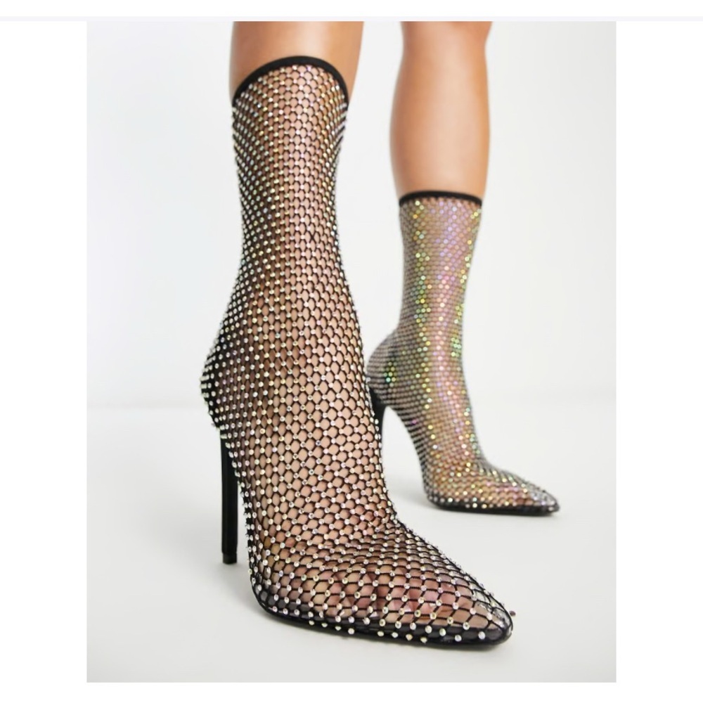 Simmi London Diamante Mesh Knee Boots